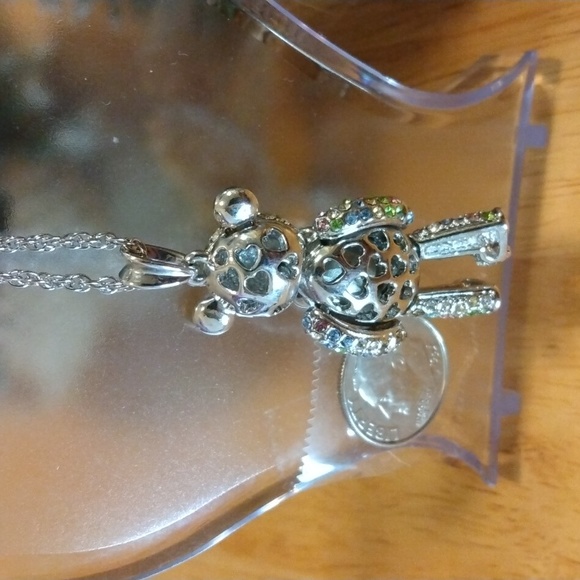 JN Sterling silver 12"drop chain w/ moveable crystal embellished teddy bear, EUC - Picture 3 of 6